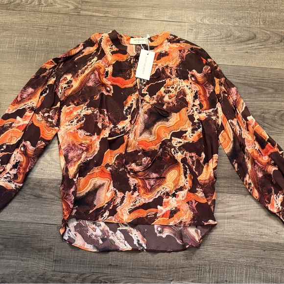 Abstract Patterned Long Sleeve Blouse - Picture 2 of 2